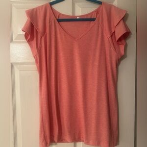 Women's Coral Ruffle Sleeve Top